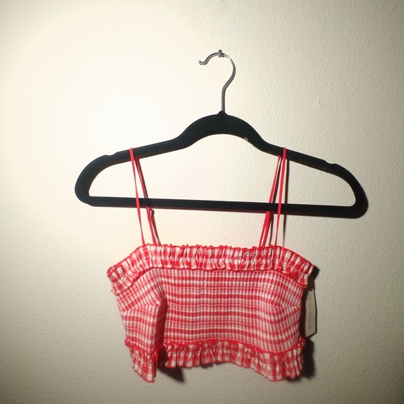 Red Gingham Smocked Crop Top - Picture 1 of 1